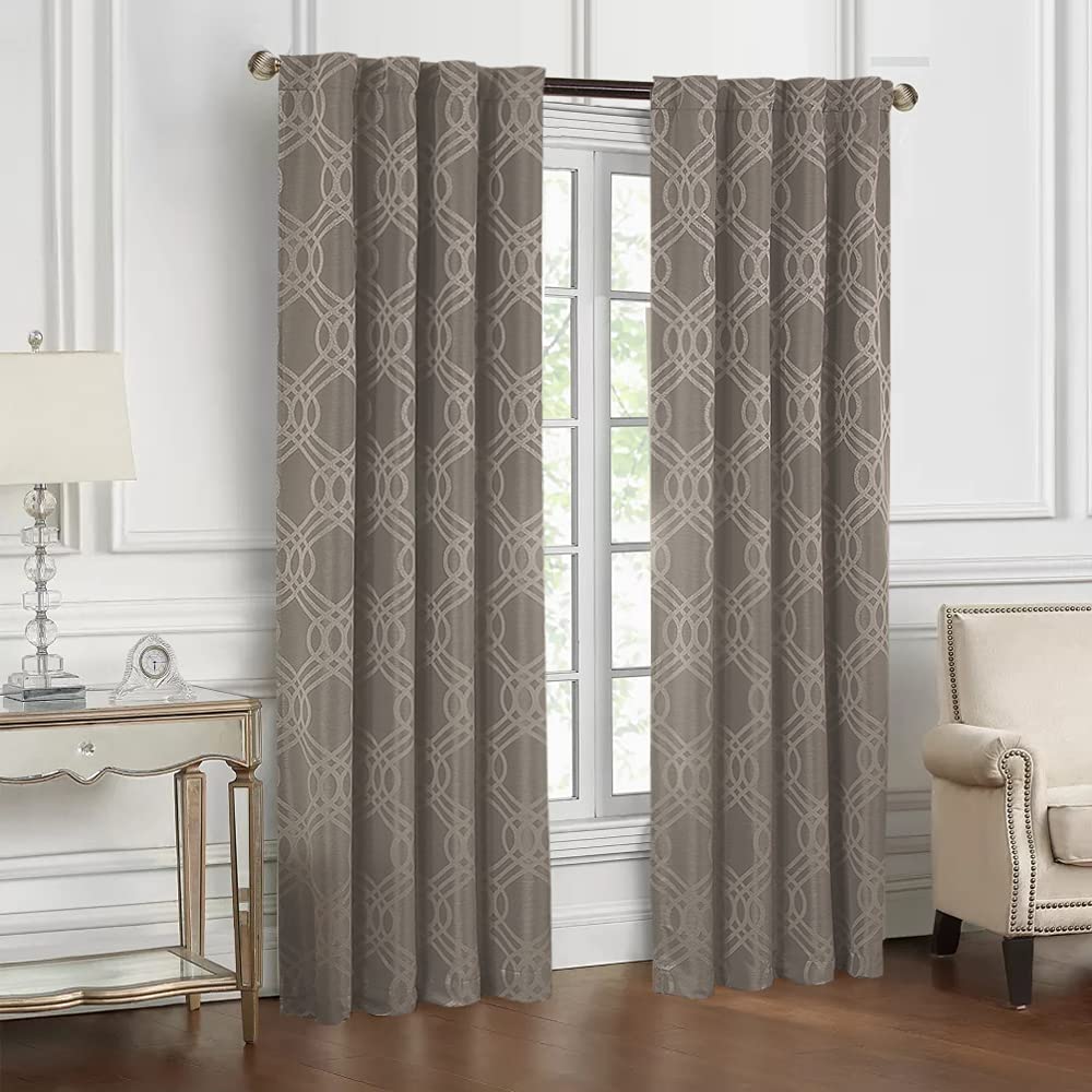 Merryfeel Jacquard Blackout Window Curtain Panels,Rod Pocket and Back Tab Drapes for Bedroom Living Room - Thermal Insulated Room Darkening Noise Reducing Curtains, 2 Panels (40 x 84 Inch, Grey)