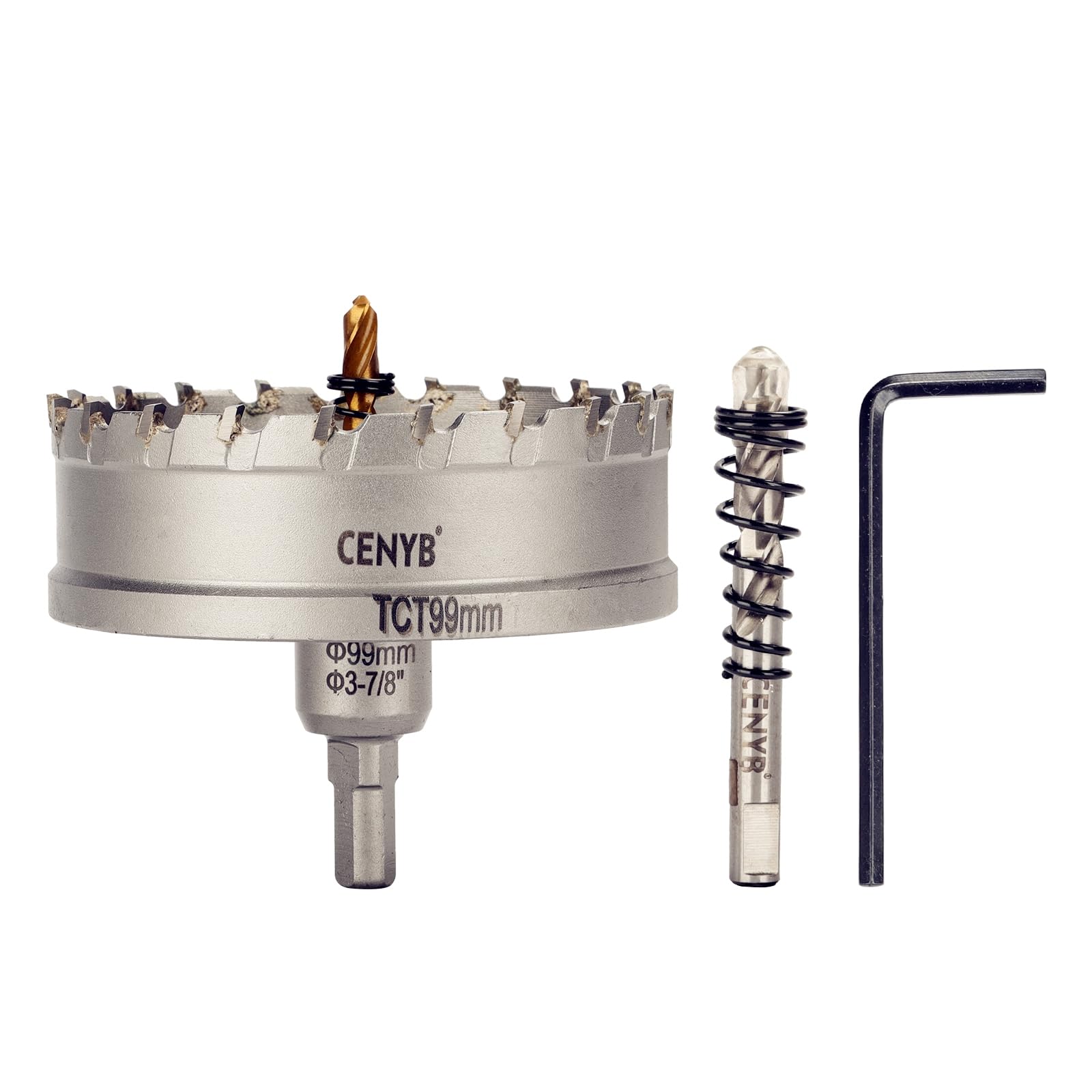 2-1/8" (54mm) Tungsten Carbide Tipped Hole Saw with 2Pcs Titanium-Plated Pilot Drill Bits for Metal, Steel, Iron, Wood, Plastic — view 80