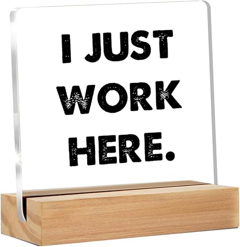 Miniatura 7 de Divertido cartel de escritorio para oficina - cartel decorativo de pronóstico de trabajo con humor en acrílico transparente para cubículo (4 x 4