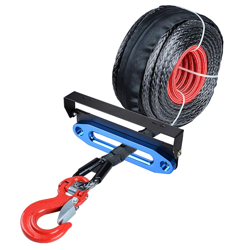 amopacorp 92 feet x 1/2 inch Synthetic Winch Rope Protective Sleeve and 10