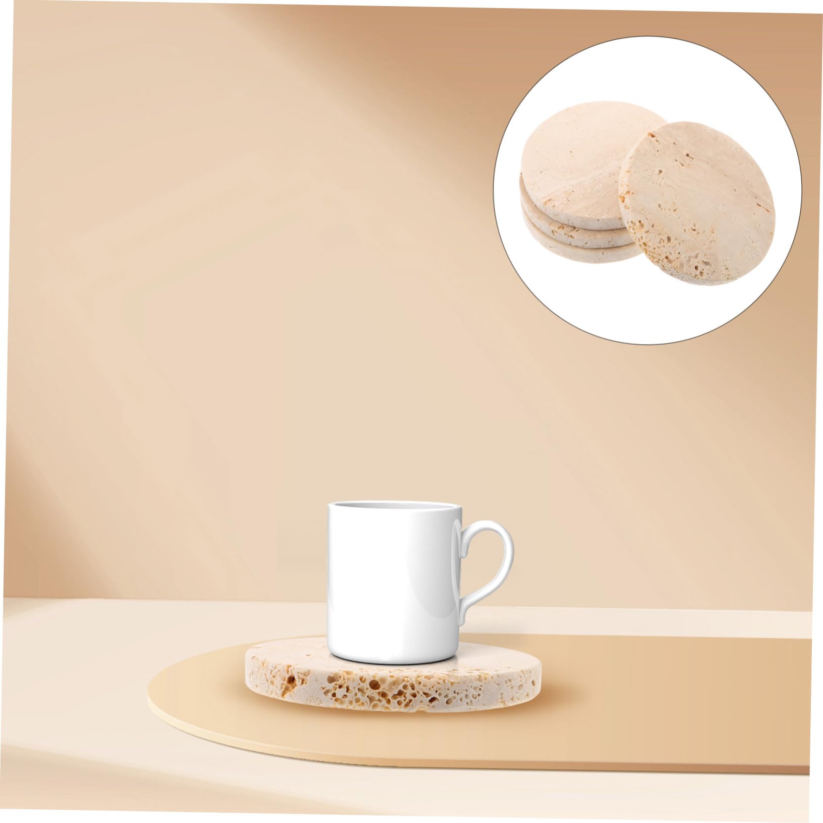 IMIKEYA 4 Piezas Posavasos Redondos de Piedra para Mesa Posavasos Japoneses Antideslizantes para Escritorio Cocina y Decoración del Hogar para Bebidas