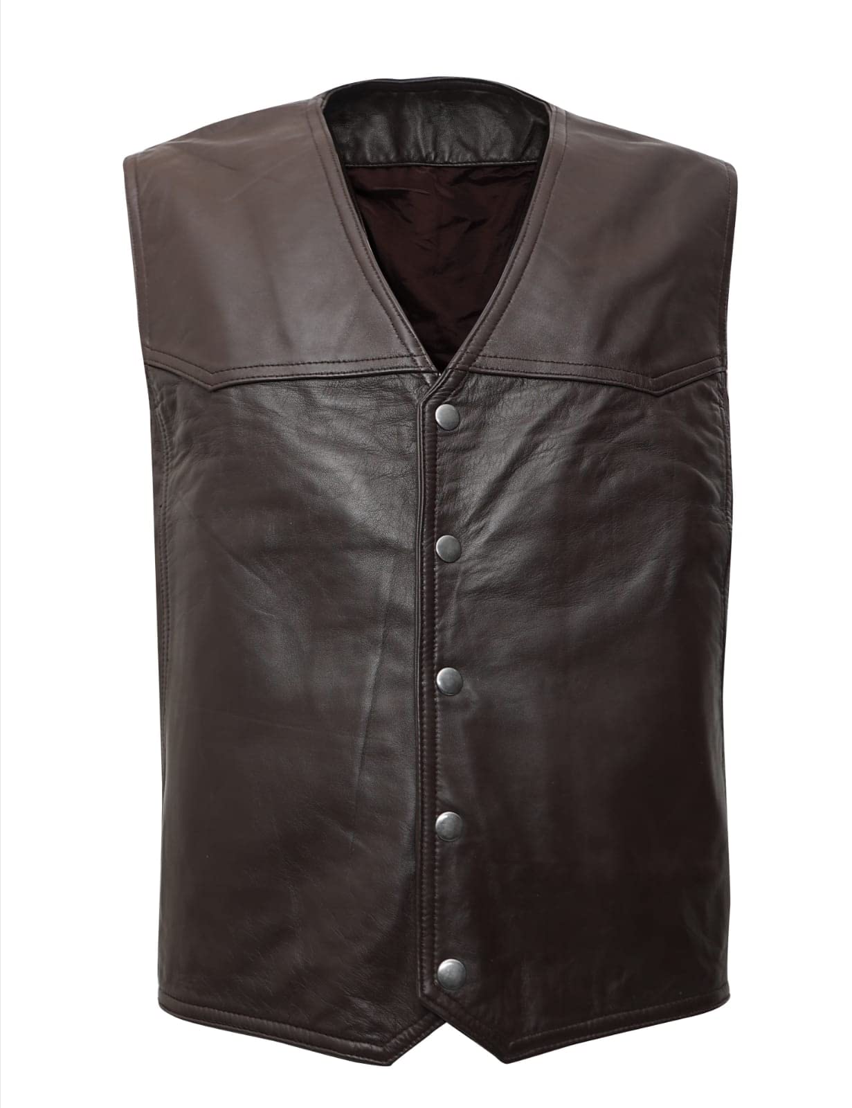 Leather Waist Coat For Men - (Coffee)-picture-22