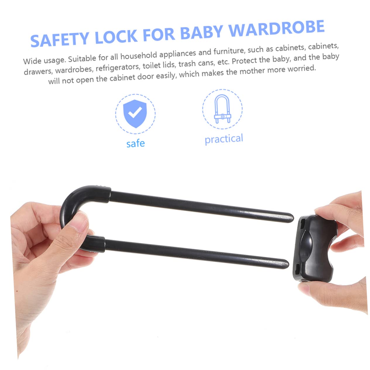 Cerradura Seguridad Bebe en Forma Armario y Cajón, Abs Negro, Fácil Instalación, 12 Piezas, Bloqueador de Ventanas Correderas