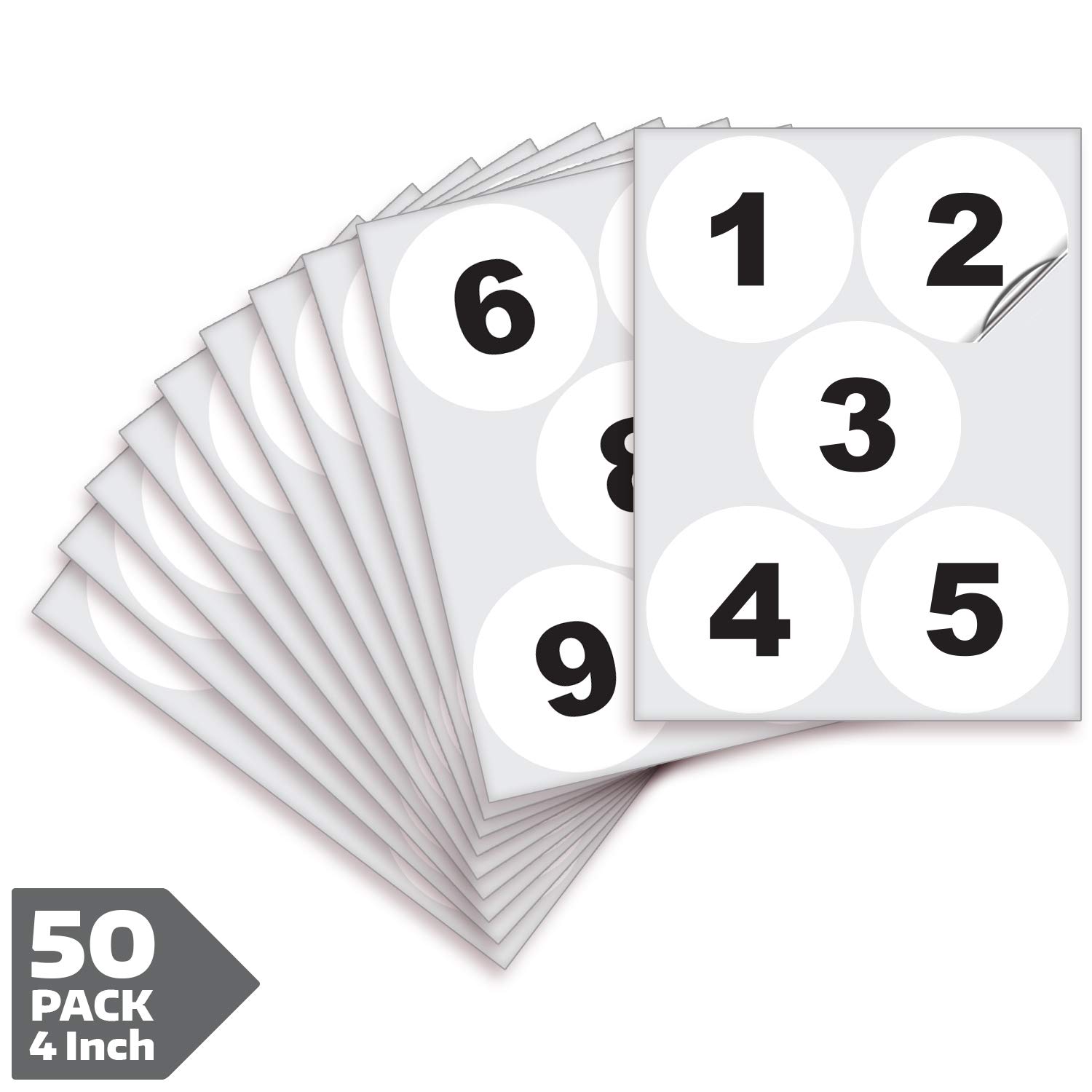 Buy Consecutive Number Vinyl Stickers 1 to 50, 4inch, 1 Set White