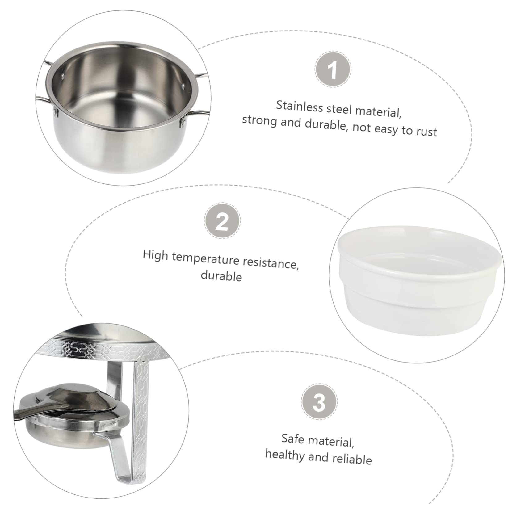 Cabilock 10-teiliges Keramik-Set Edelstahl Schokoladenschmelztiegel Käsefondue-Set Eiscreme-erhitzer Schmelztiegel Für Die Küche