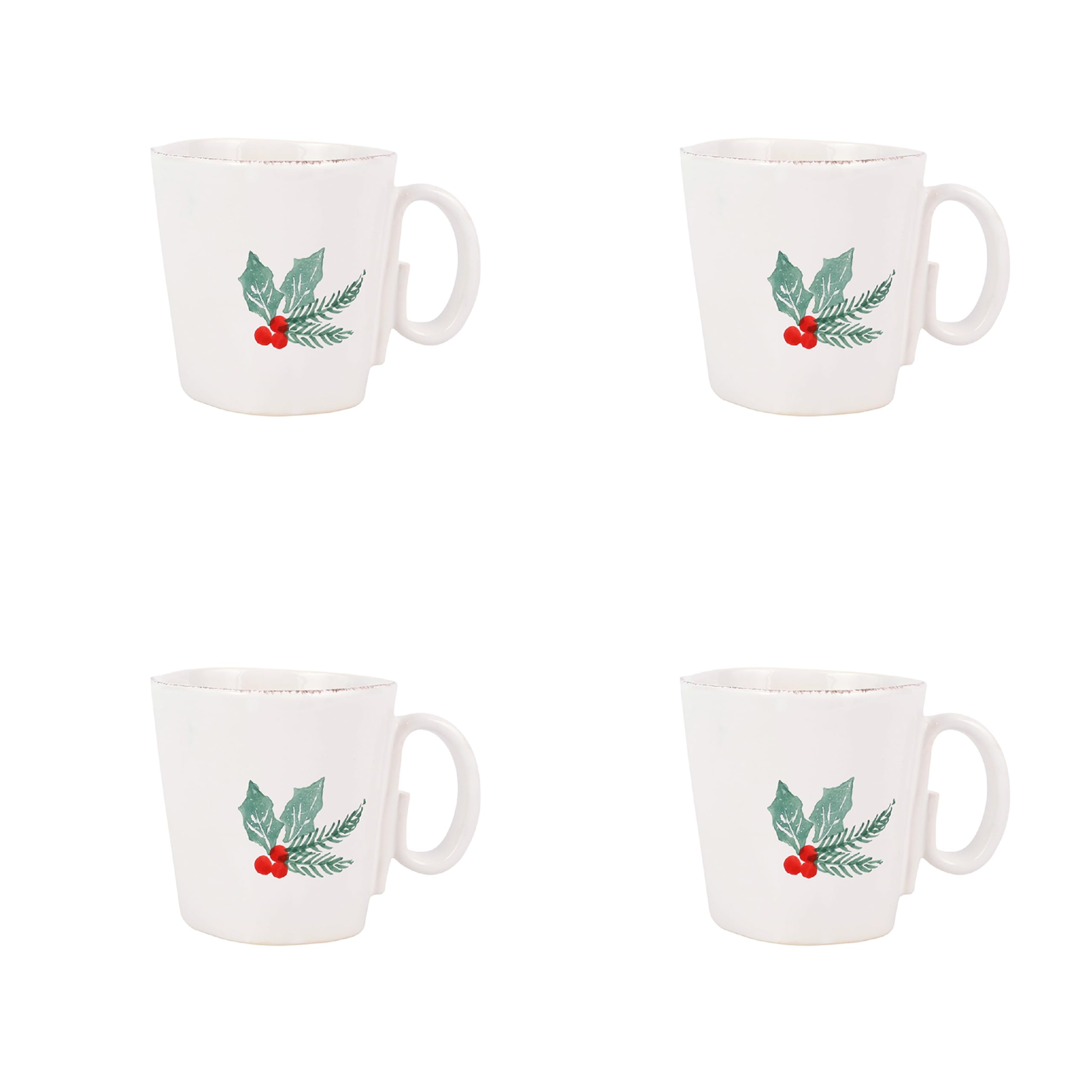 VietriLastra Holiday Collection Italian Dinnerware Sets (Evergreen Mugs, Set of 4)