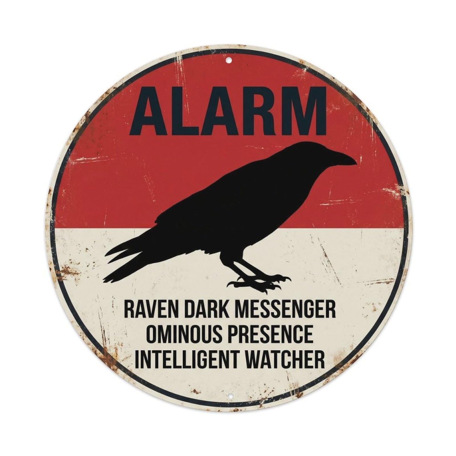 Danger Alert Bird Old School Raven Dark Message Comedy Metal Tin Sign Plaque Wall Decor for Cafe, Man Cave, Club Bar, Office, Home Garden Round Metal Poster 8x8Inch