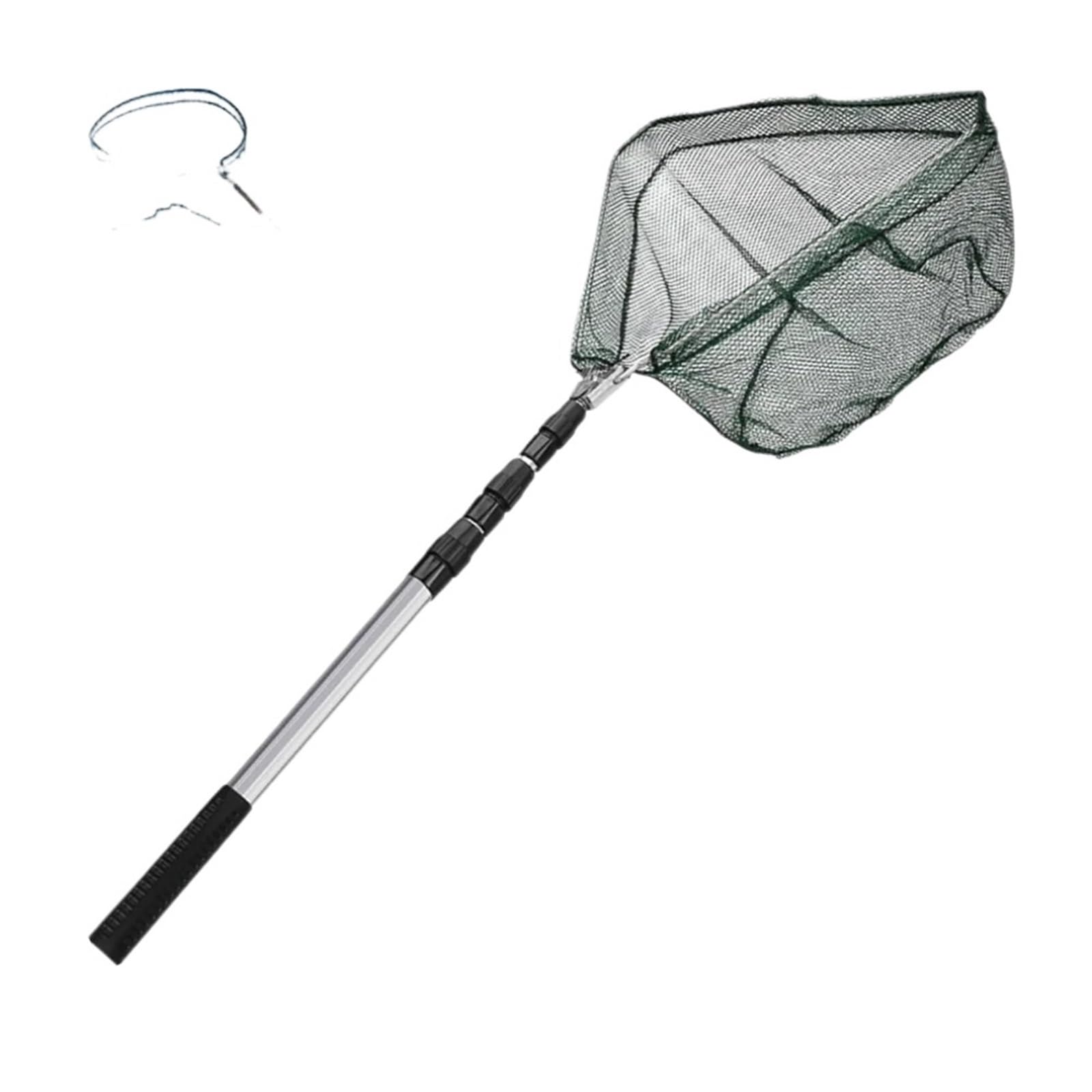 Guadino da Pesca telescopico in Lega di Alluminio Che Si estende Fino a 190 cm/130 cm/55 cm Rete Pieghevole Cattura sicura dei Pesci Rilascio per laghetto