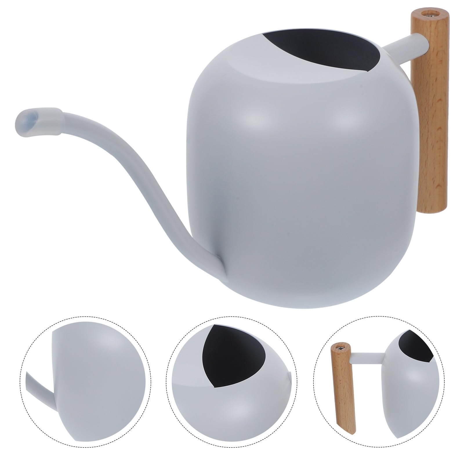 Yardwe Arrosoir à Long Bec en Acier Inoxydable Poignée en Bois 1,2l pour Plantes D'intérieur et Jardin, Étanche et Facile à Remplir