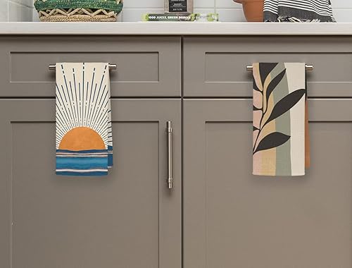 Miniatura 4 de QODUNG Juego de 4 paños de cocina suaves de acuarela abstracta geométrica terracota azul marino de 16 x 24 pulgadas, juego de 4 paños de cocina