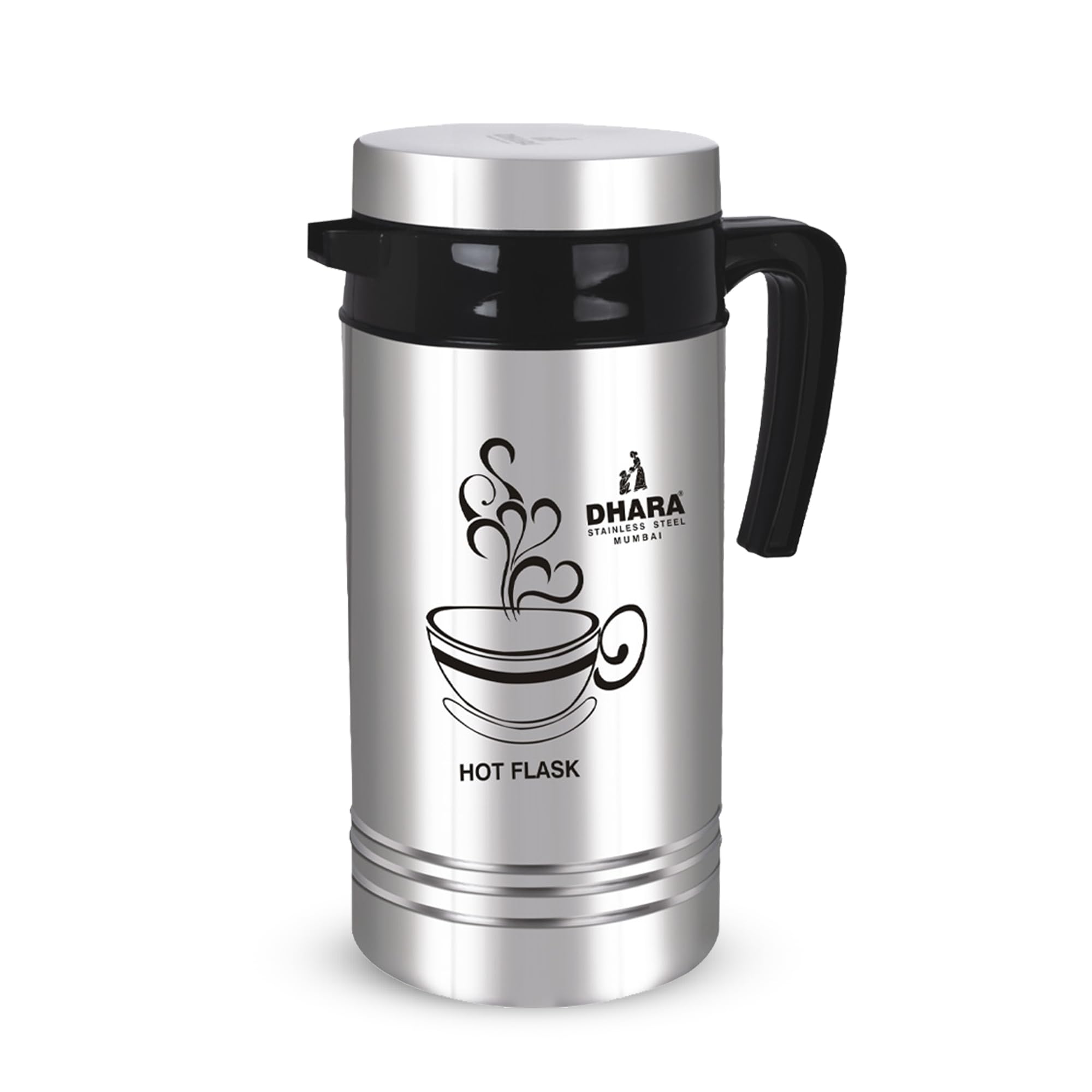 Dhara Stainless Steel Tea Star Double Wall Insulated Carafe 1200ml | Keeps Hot and Cold Beverages for Long Hours | Easy to Carry and Pour | Hot Water Dispenser | Steel Insulated Flask for Tea & Coffee