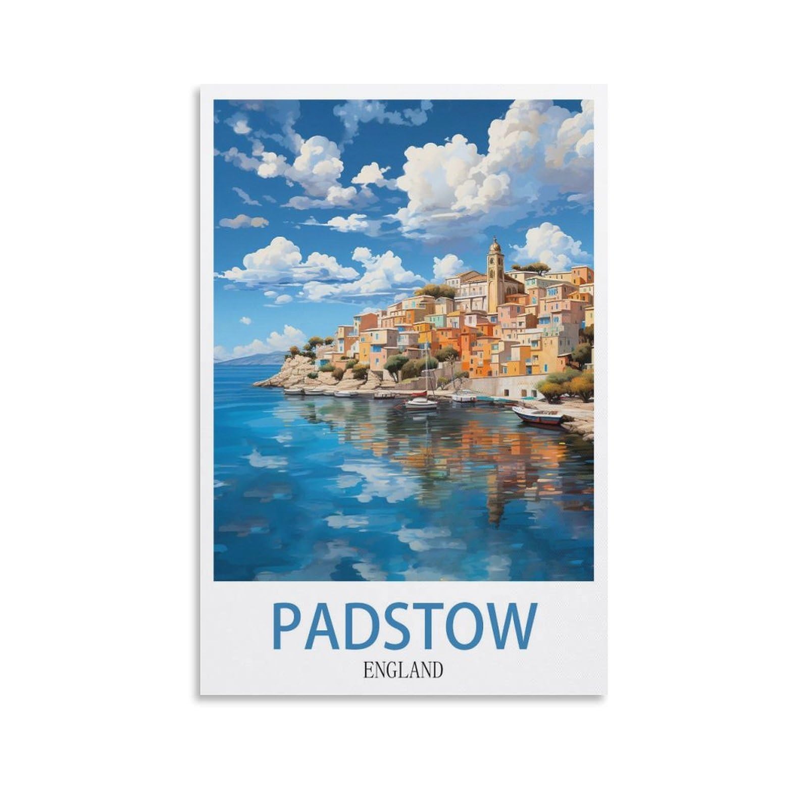 EZMLFA 5D DIY Diamond Painting Kit,Padstow England Diamond Art Kits for Beginner,Gem Art Kits Round Drill for Home Wall Decor Gifts 50x60cm