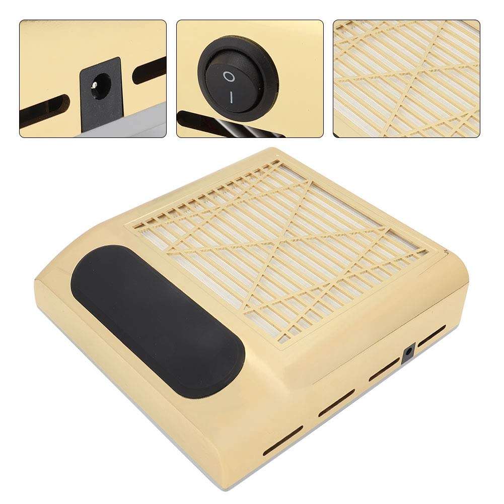 Collettore di polveri per unghie, strumento di manicure per aspirapolvere da 80 W ad aspirazione forte per unghie 100-240V(EU Plug-Oro)