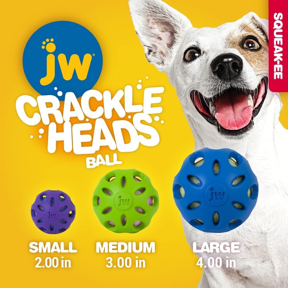 JW Pet Company 47014 Medium craquelé Têtes Boule Jouet pour Chien Couleurs Assorties