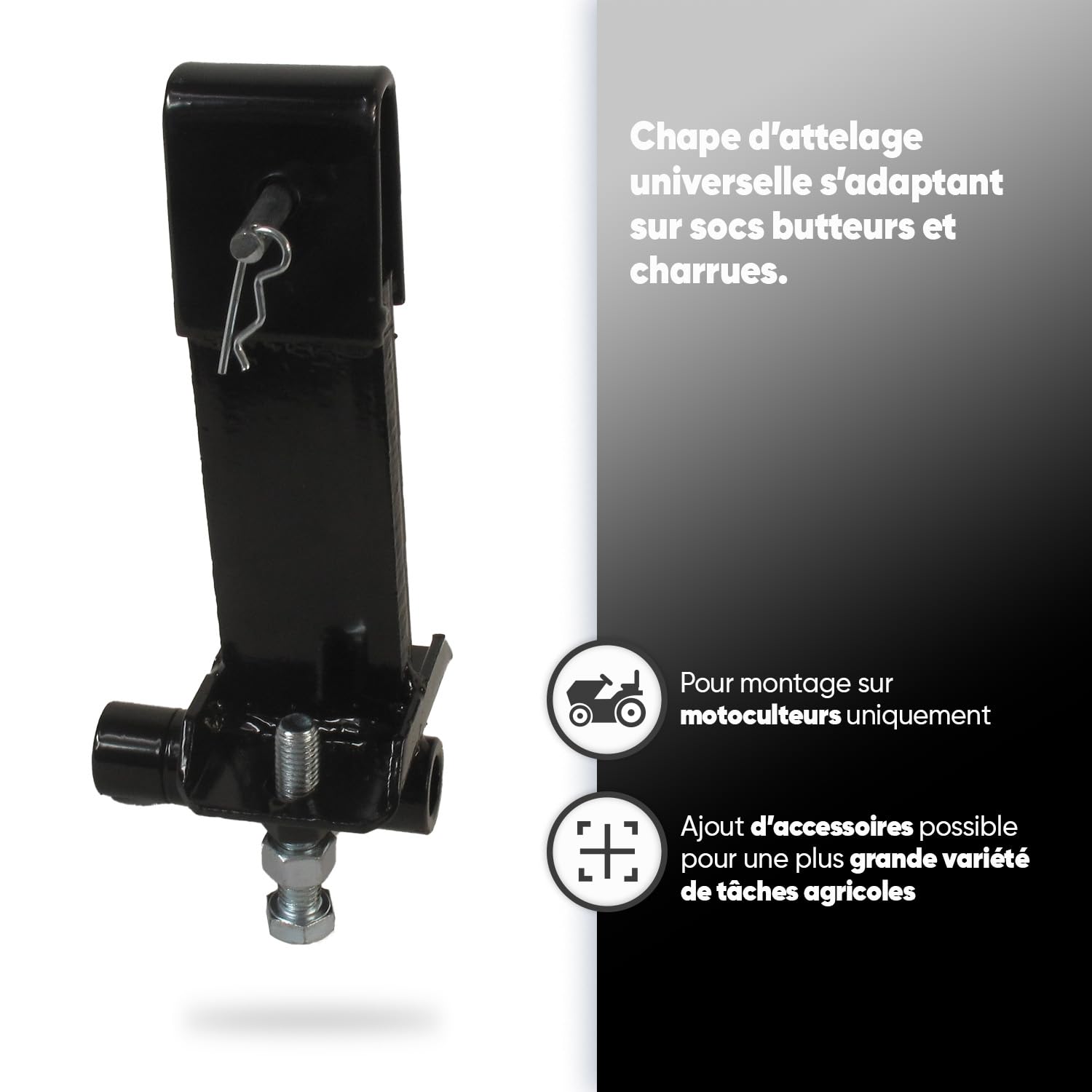 GREENSTAR - Gancio di traino - Per motocoltivatori - Con Asse e Perno - Adattabili ai nostri zoccoli e aratro semplice - Qualità superiore - Durevole