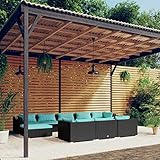  MOONAIRY Set de Muebles de jardín 10 pzas Cojines, Muebles Terraza Y Jardin, Terraza Exterior Chill out,Conjunto Mueble Jardin, Muebles Patio Exterior, ratán sintético Negro
