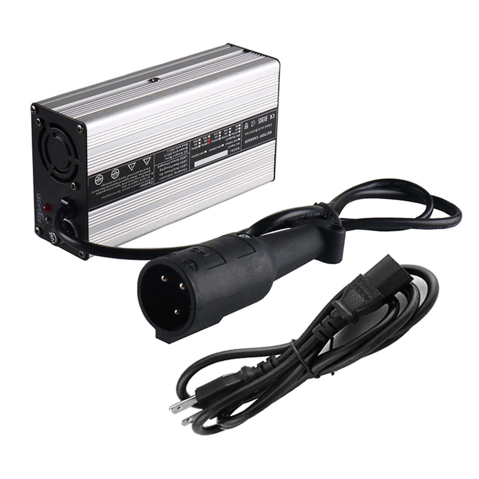 Cargador De Batería De Carro De Golf con Enchufe Cargador De Batería De Coche De Club Cargador De Batería De Carro De Golf De Carcasa De Aluminio,Plata,240W/36V5A