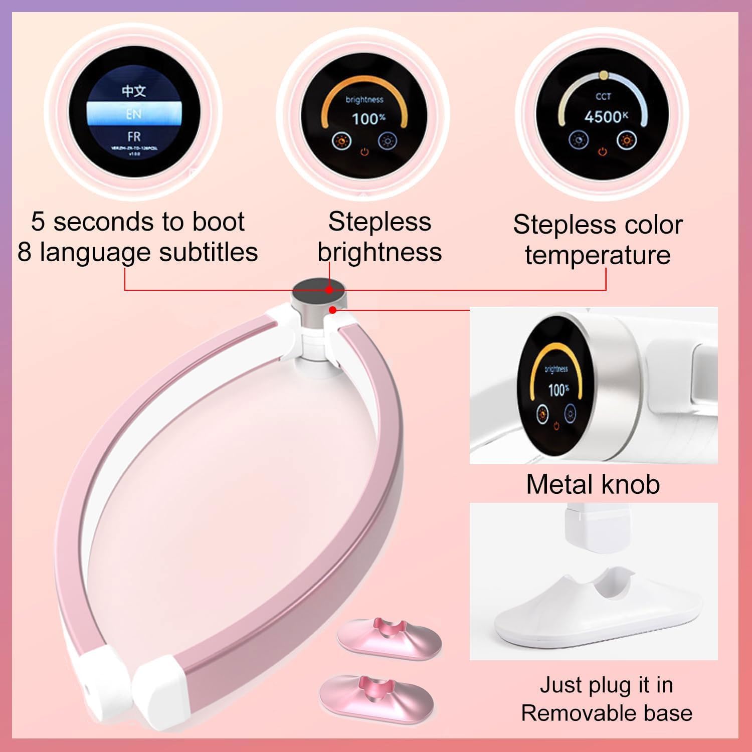JOSBY Lampada per Unghie a Mezzaluna da 40 W, Luce di riempimento di Bellezza Pieghevole 3000-6000 K con Display Intelligente, Lampada da Tavolo Tech per Unghie ad Arco a 3 Temperature di Colore