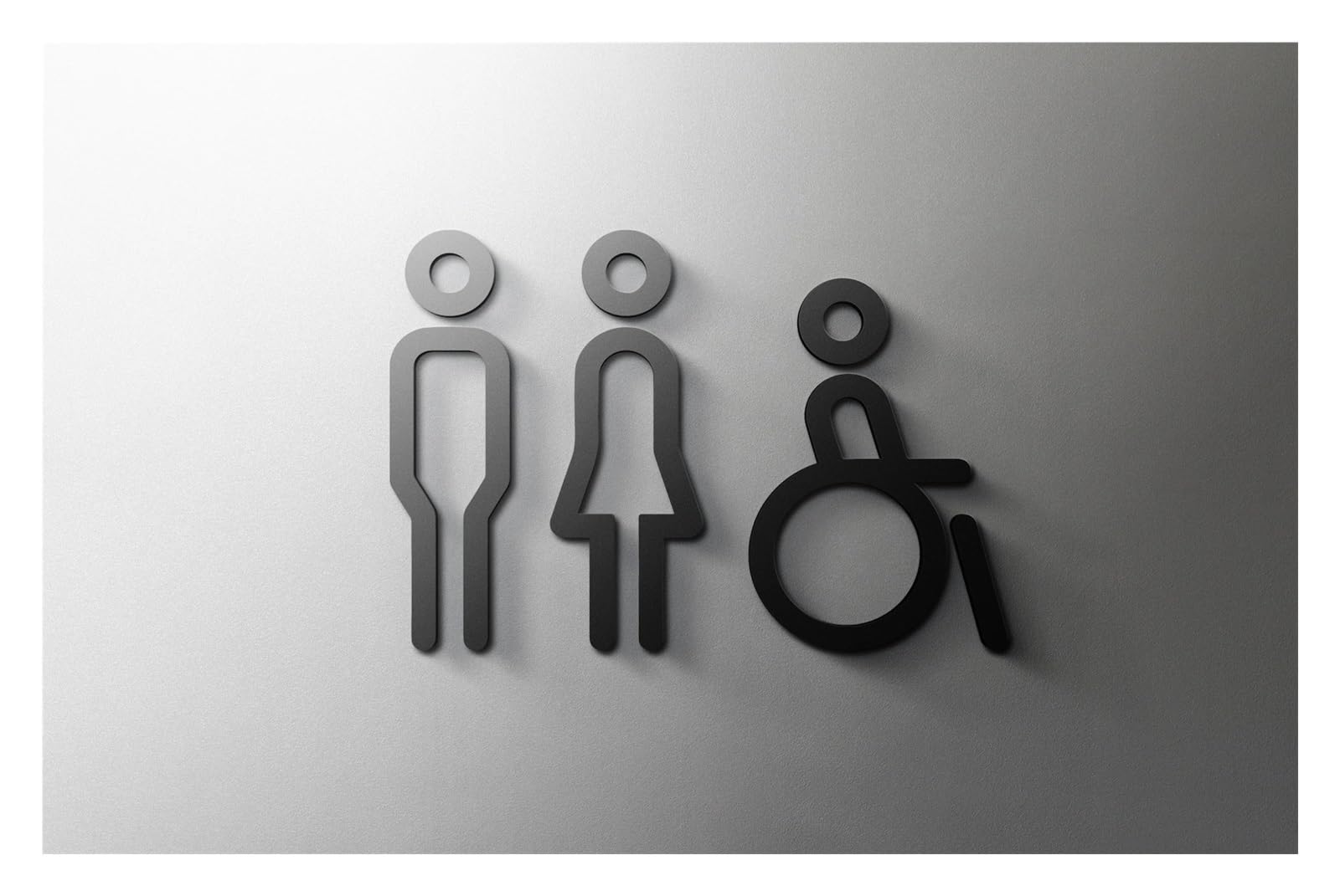 Panneau de toilettes noir 19x11cm autocollant mural moderne pour porte de centre commercial