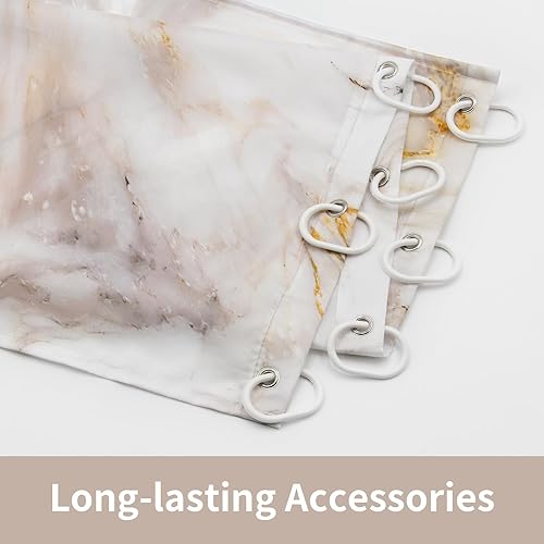 Miniatura 3 de MitoVilla Juego de 4 piezas de baño de mármol de oro rosa con cortina de ducha y alfombras y accesorios, juego de cortinas de ducha de baño