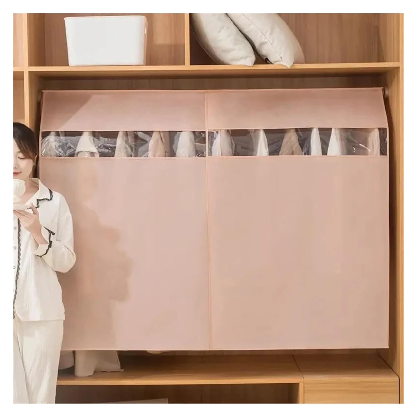 Copriabiti trasparenti da appendere, Copertura for appendiabiti in diverse dimensioni ispessita in tessuto non(Color 10-160x120cm)