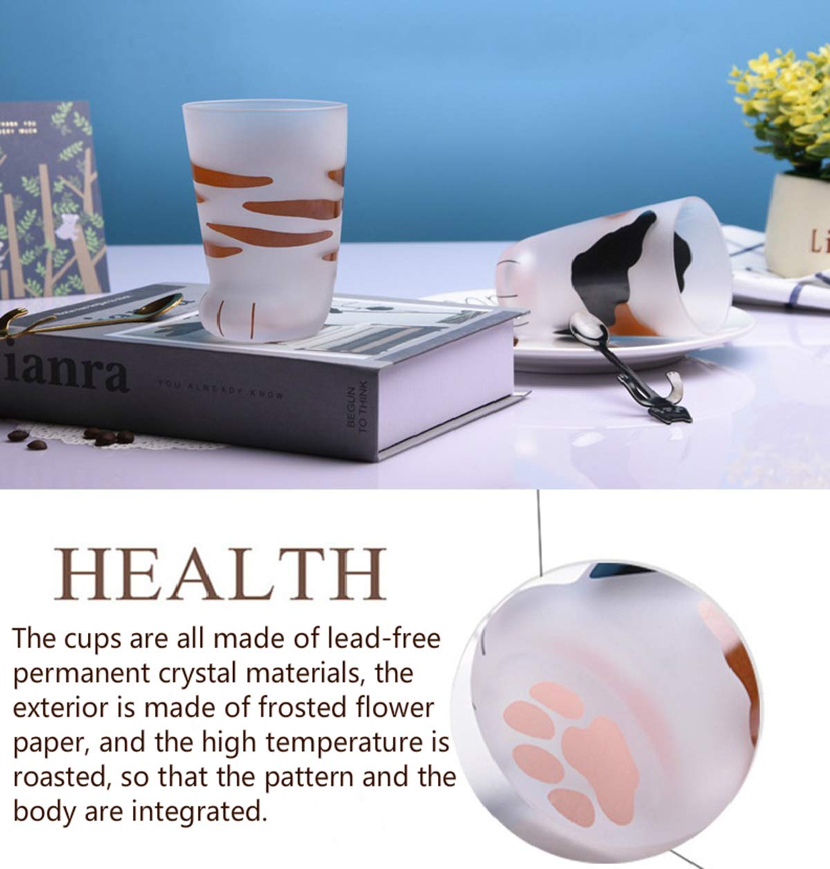 Cat Claw Design Glass Cup - 260ml Matte Stripe Tumbler For Beer, Milk, Juice, Or Drinks