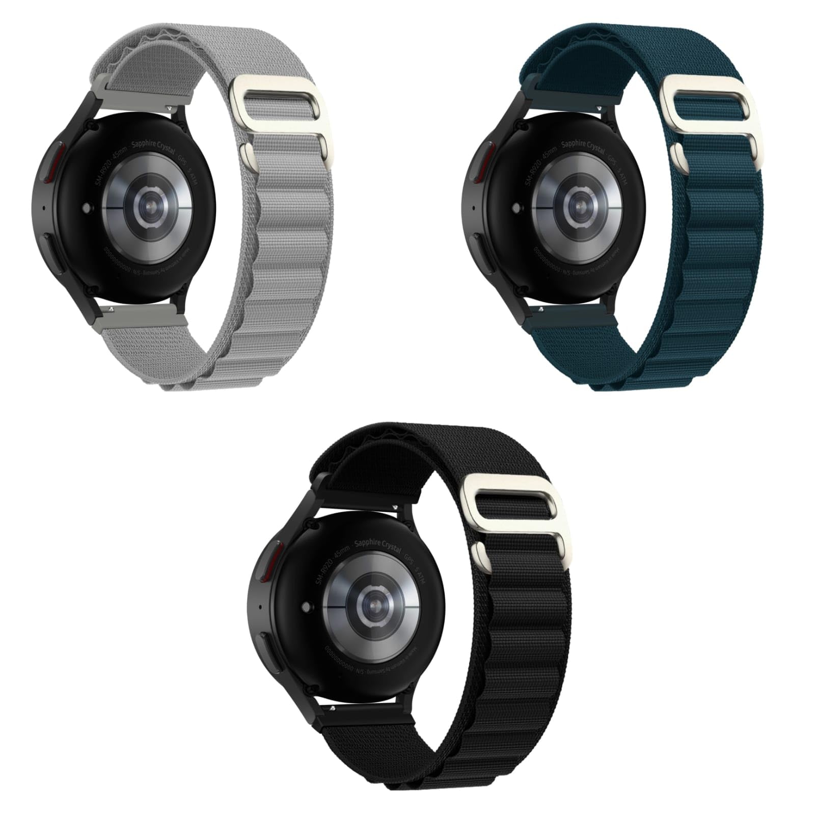 EDNITA 20mm SmartWatch Strap With Alpine Loop For Galaxy Watch 4/Watch 5 44mm,40mm/Watch 5 Pro 45mm/Galaxy Watch 6 44mm,40mm/Watch 5 Pro-Black,Navy,Grey-Pack Of 3 (B0CWD951J5) Amazon Price History, Amazon Price Tracker