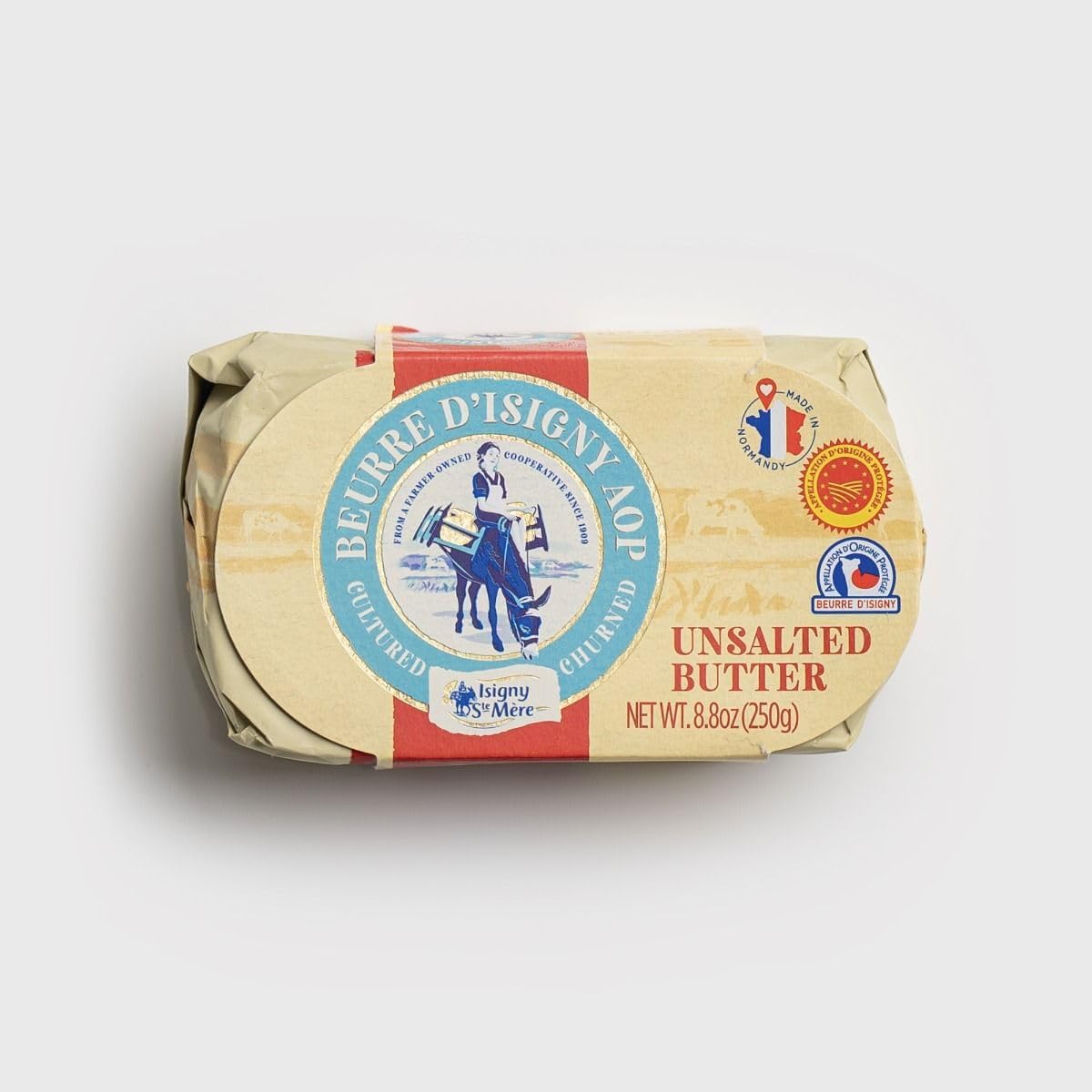 Beurre D’Isigny AOP Unsalted French Butter - 8.8 oz / 250 g - GUARANTEED OVERNIGHT