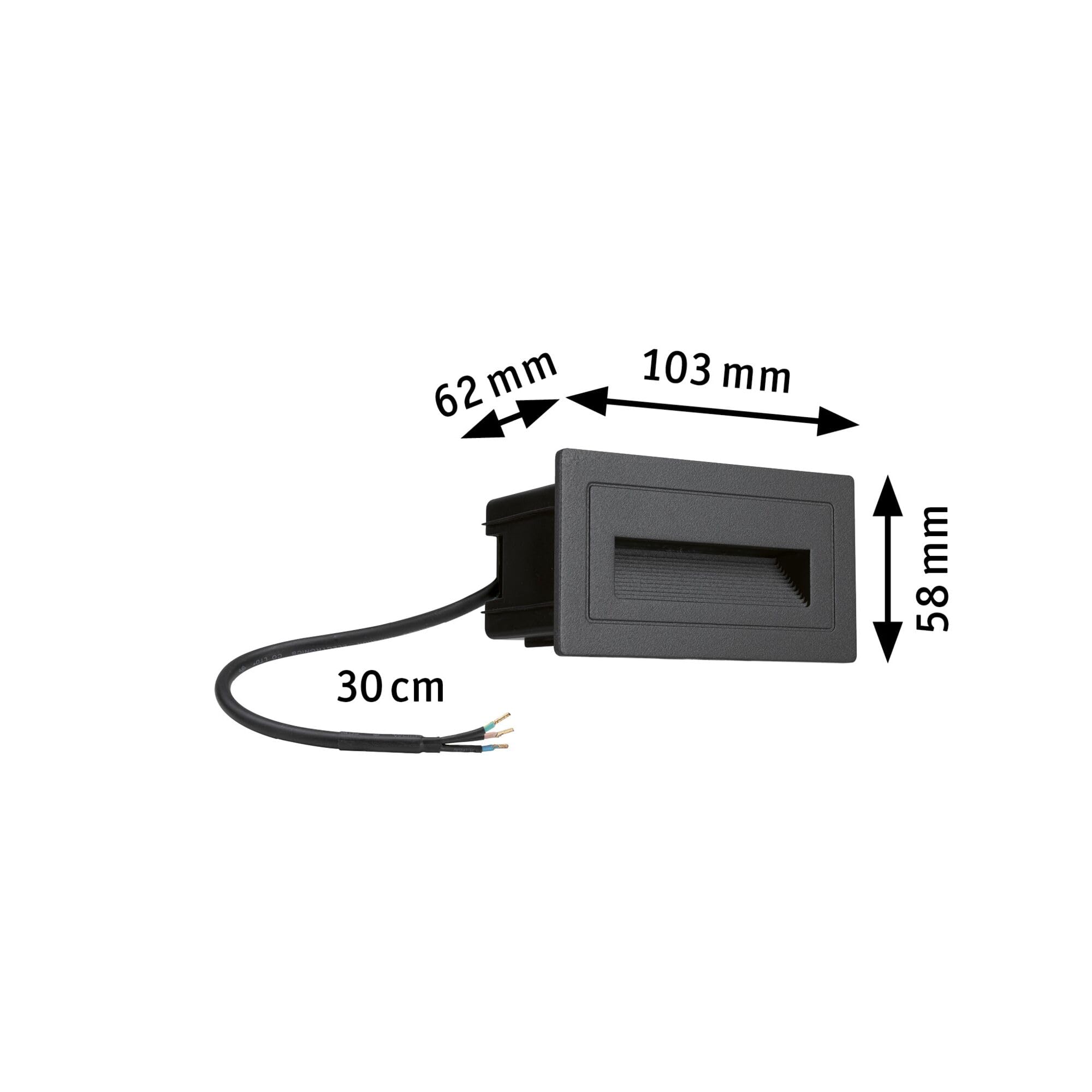 Paulmann 94383 luminaire d'extérieur LED encastré mural Long IP65 Blanc chaud 103x58 mm carré incl. 1x4 watts éclairage extérieur Noir lampe d'extérieur aluminium lampe de jardin 3000 K