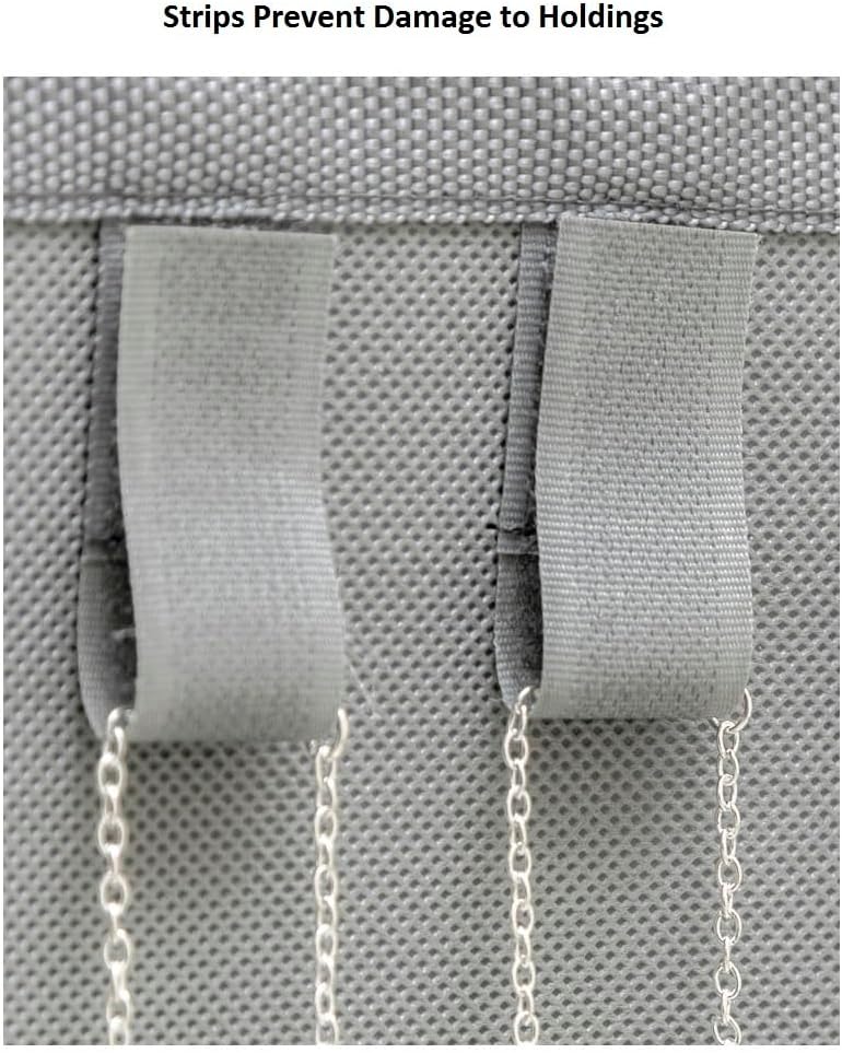 Dual-sided Hanging Jewelry Organizer with 34 Hook Loops Wall Mounted Necklace Holder Jewelry Display Storage Hanger for Bracelet Chain (GREY)