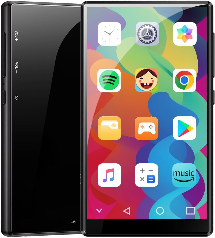 Android MP3 Player 3GB+32GB Up to 512 GB with 5G WiFi and Bluetooth, 4.0″ IPS Touch Screen, Parental Control, GMS, Mp4 Player Compatible with Spotify, Audible, Music, FM, E-Book, Educational, Games