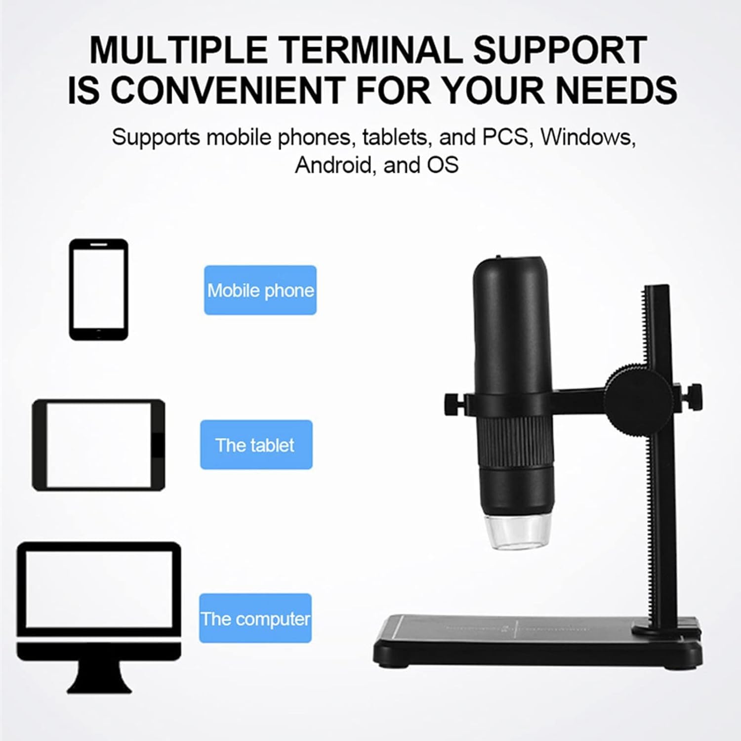Tobo Wireless Digital Microscope,50X-1000X WiFi Portable Handheld USB Trichome Coin Microscope Camera Magnifier with Adjustable Stand for Android or iOS Phones and Tablets, Windows TD-1121IM 2