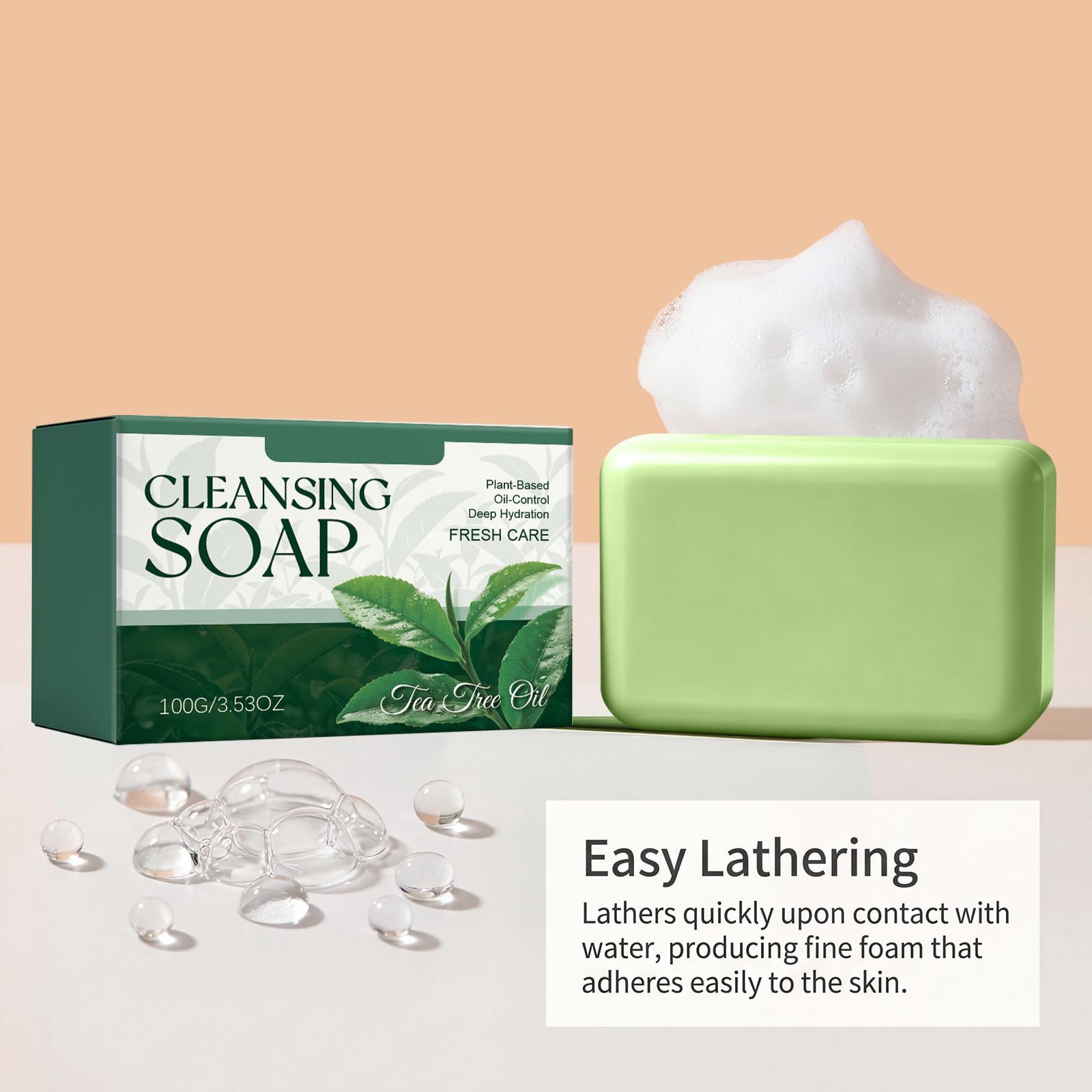 Sapone detergente con olio all'albero del tè, sapone in barretta con olio all'albero del tè, saponi delicati per piedi e corpo, saponi esfolianti che non seccano la pelle, pulizia profonda (8 pezzi)