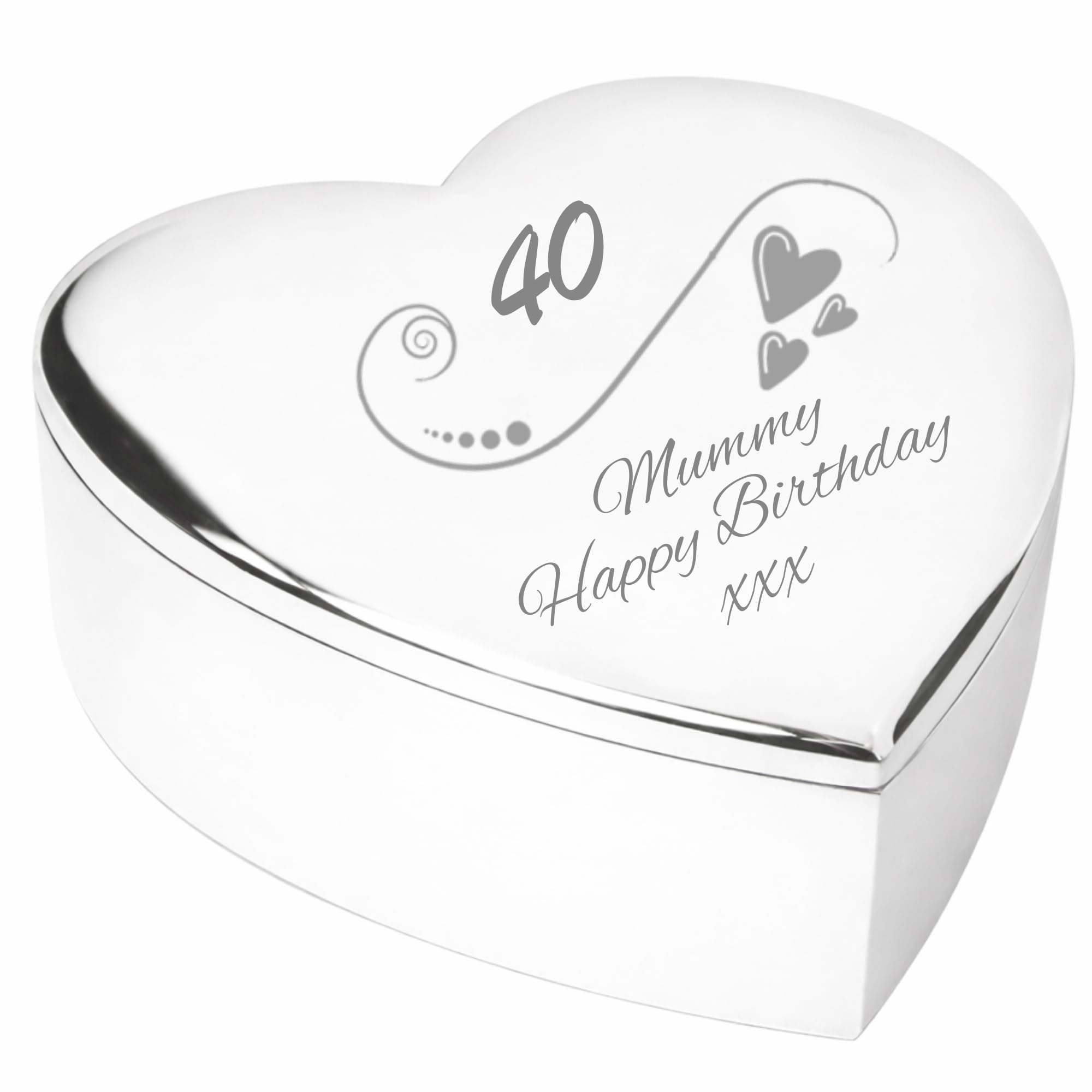Chris Bag Of Goodies 40 40th Fortieth Birthday Gift For Mummy Engraved Silver Finish Heart Shaped Trinket Box Keepsake Present Idea from Son Daughter Children