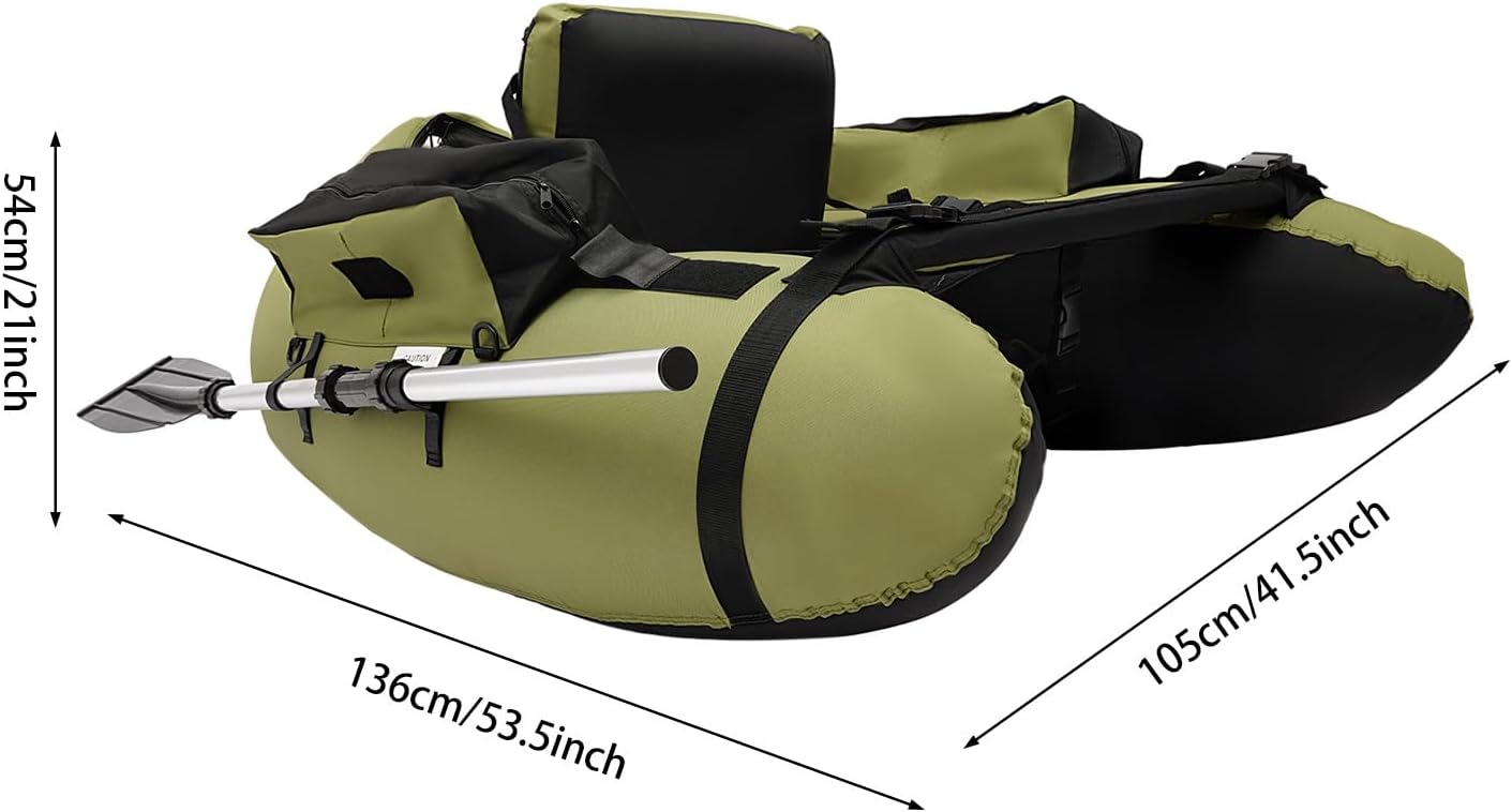 Inflatable Fishing Float Tube, Fishing Belly Boat with Boat Oar, Pump, Storage Bag, Adjustable Straps, Fishing Float Tube for Angling, 286.6LBS Load Capacity