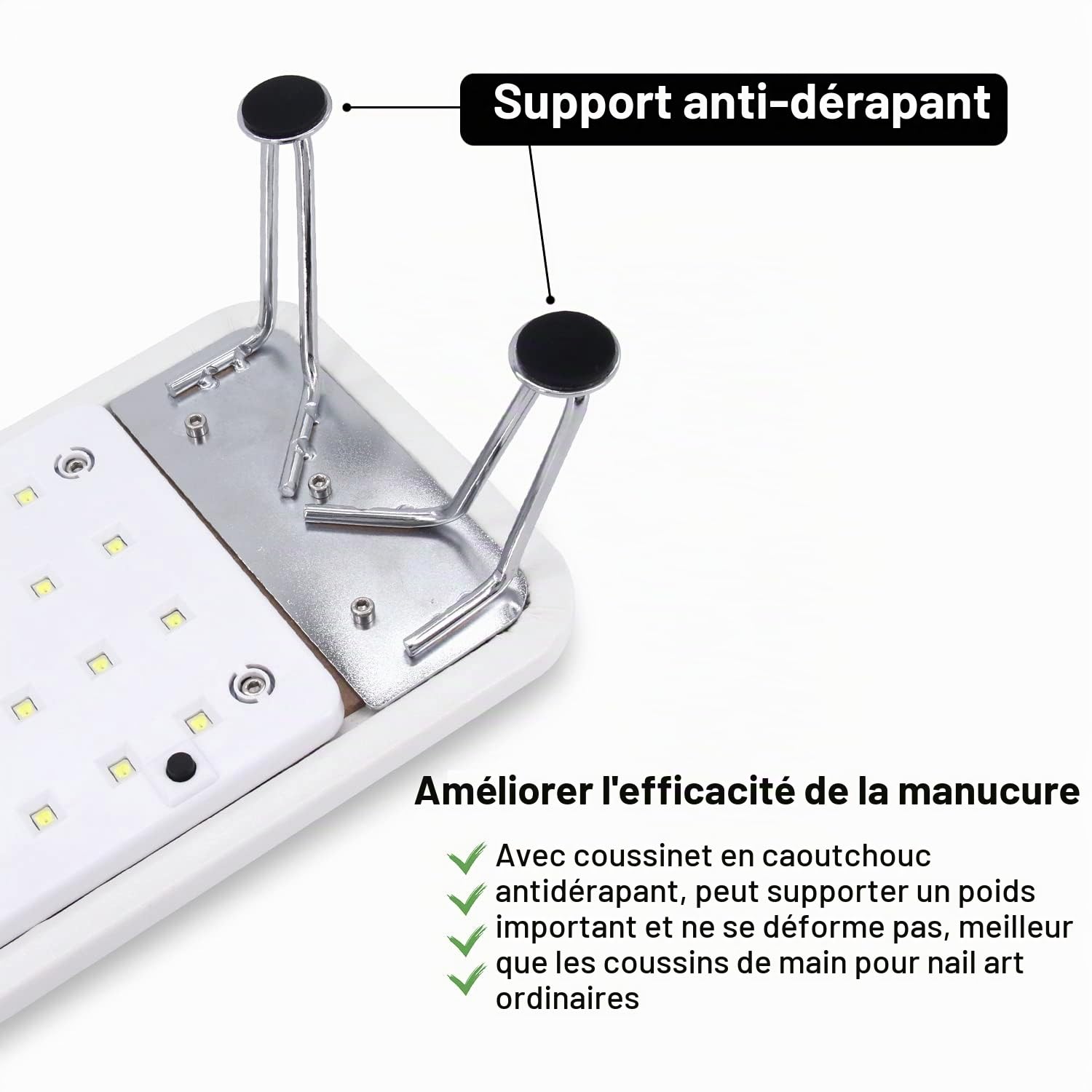 Coussins Repose Main Manucure 2 en 1,Repose-Bras à Ongles avec lampe à Ongles,Repose-Mains à Ongles Antidérapant pour les Mains et les Pieds Utilisation de Salon D'ongle