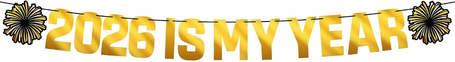 KatchOn, Happy New Year Banner - 10 Feet, Pre - Strung | Gold Happy New Year Backdrop, New Years Decorations 2026 | NYE Backdrop | New Years Eve Party Supplies 2026 | NYE Decorations 2026