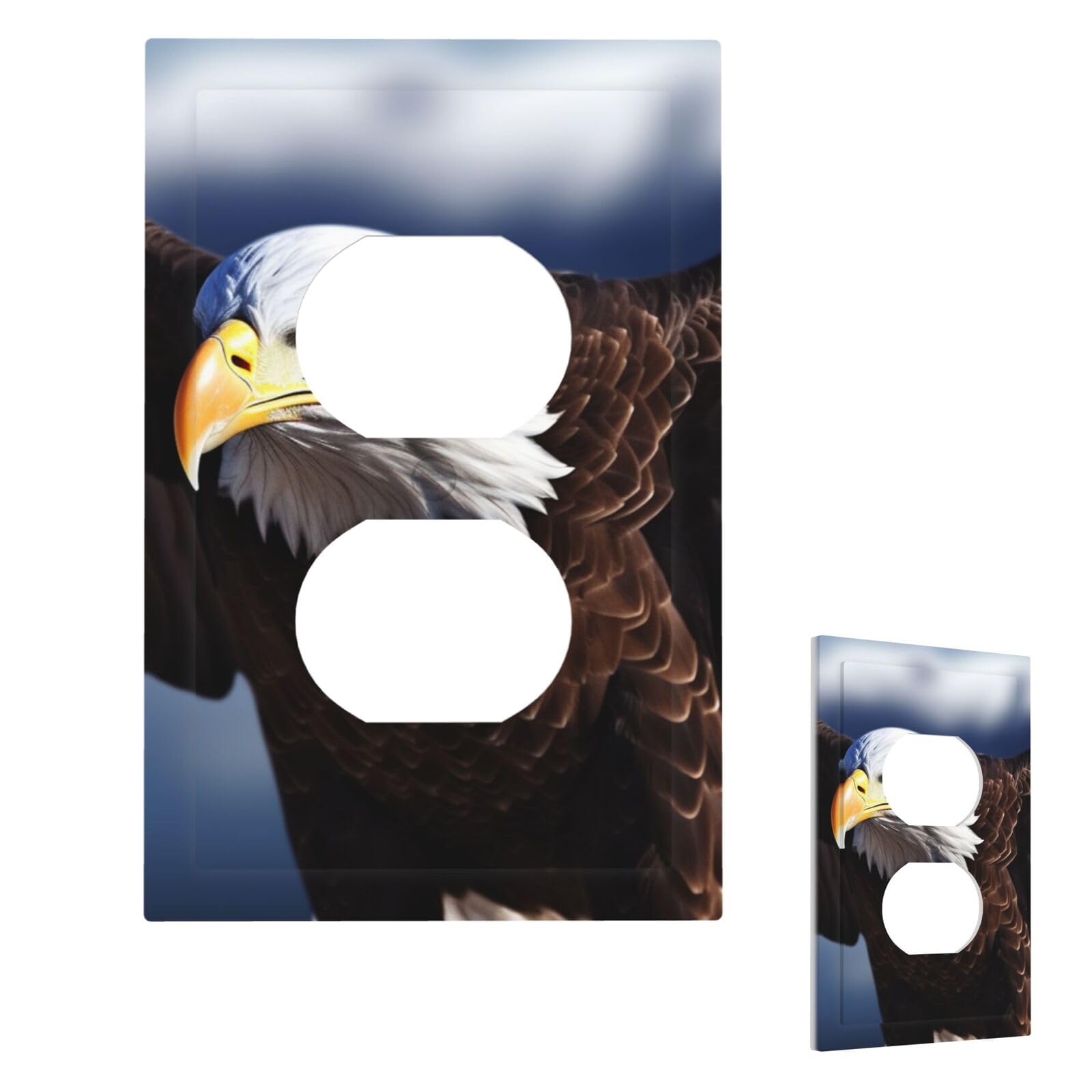 Eagle Wall Plate Cover Modern Decorative 1 Gang Light Switch Cover Unbreakable Receptacle Outlet Covers For Living Room Bedroom Home Decor Duplex