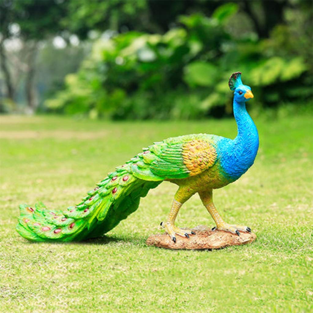 PAGOIAAR Outdoor Garden Large Statue Animal Sculpture Gift Outdoor Statues Garden Resin Animal Sculpture Courtyard Peacock Statue Outdoor Garden Landscape Lawn Decoration(Set)
