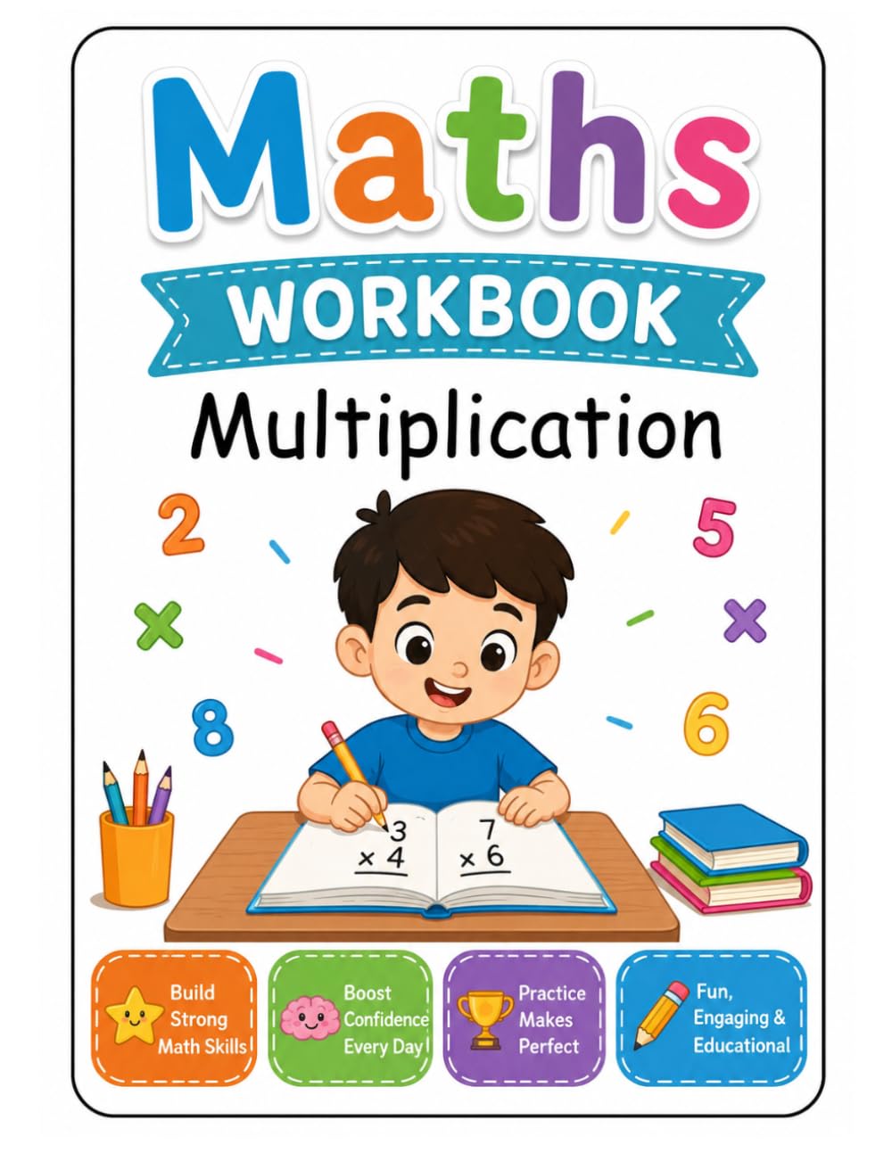 Maths Workbook: Multiplication Practice for Kids Ages 6-9: 100+ Fun Multiplication Worksheets, Times Tables Exercises, Math Drills, and Skill-Building Activities for Elementary Students