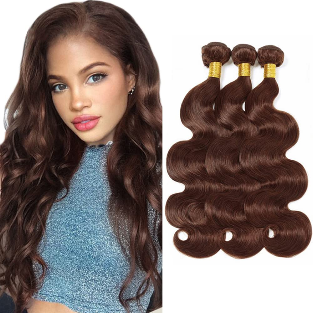Light Brown Human Hair Bundles Body Wave Human Hair Chocolate Bundles 22 24 26 Inch