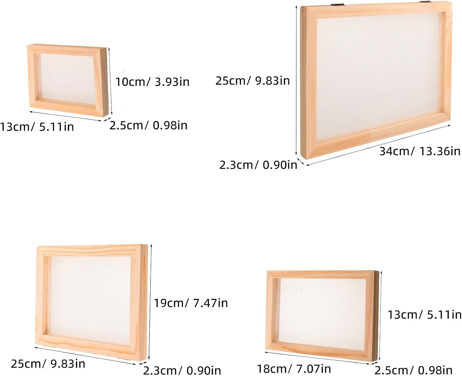 OSOLADY 1 Set DIY Wooden Screen Frame for Papermaking, Beginner Craft Kit, Paper Mould Deckle for Building Home Paper Projects (A4, A5, A6, A7)