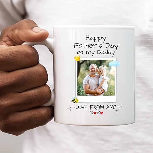 Miniatura 5 de Taza de café blanca personalizada para agregar foto, taza de café de cerámica para el Día del Padre "Happy Father's Day As My Daddy", regalos para