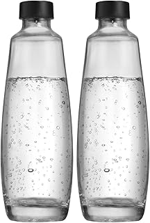 SodaStream DuoPack Glass Bottle, Replacement Bottles Suitable Water Carbonator Duo, 2 x 1 Litre Capacity, Black, 10 x 19.5 x 29 cm