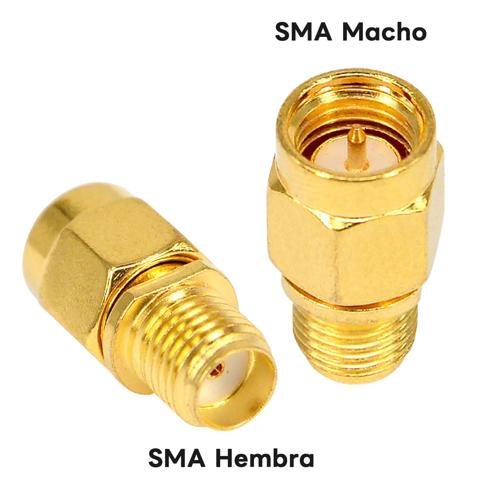 Adaptador SMA Macho a Hembra Conector Coaxial Antena WiFi Baja Pérdida para FPV Dron - Paquete de 2