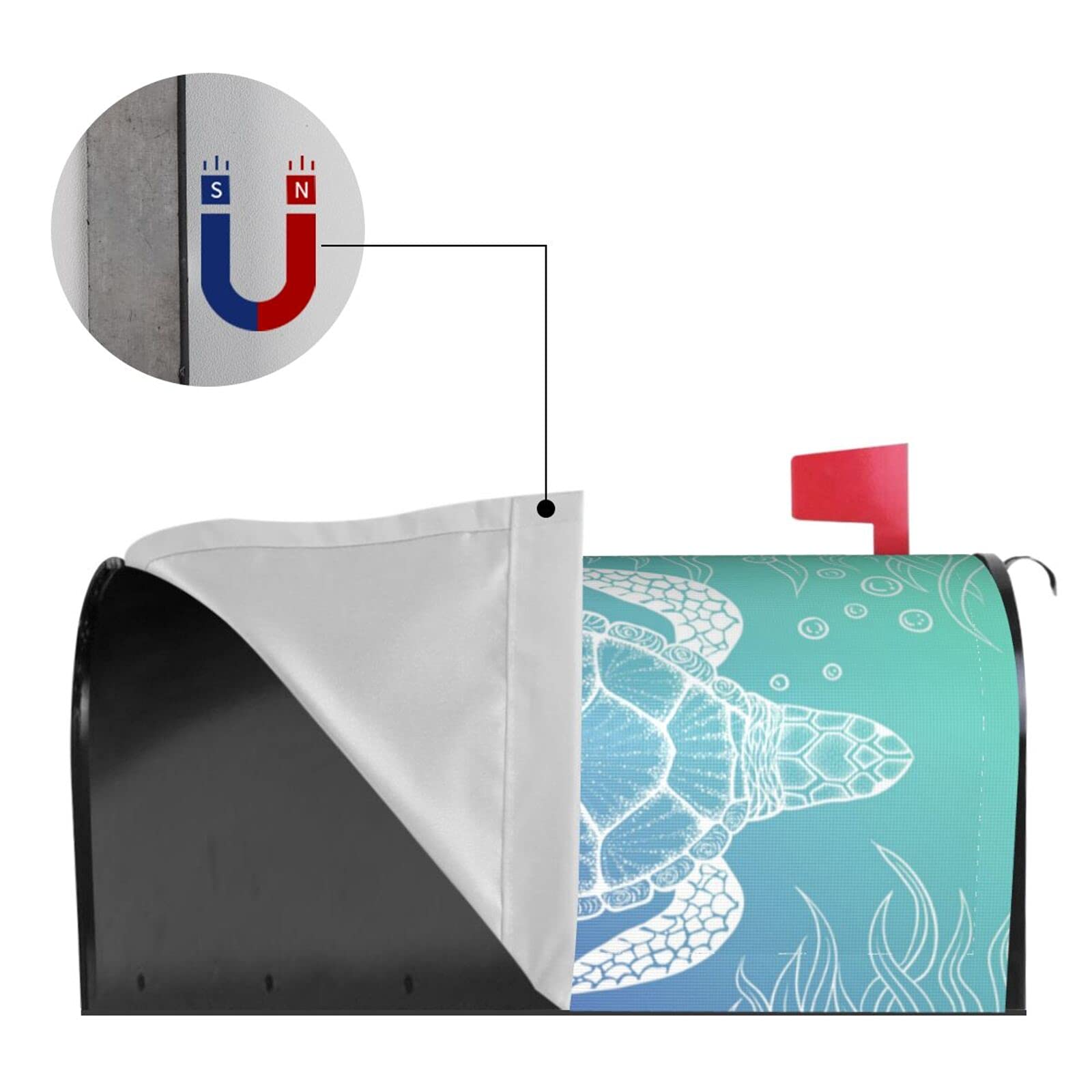 Dujiea Ocean Sea Turtle Mailbox Cover - Waterproof Magnetic Wrap, 25.5x21 Inches
