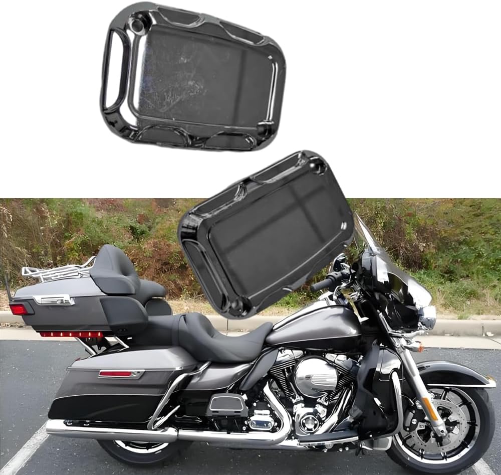 Front Rear Brake Reservoir Master Cylinder Cover, Motorcycle Brake Master Clutch Cylinder Covers, 2008-2017 Compatible with Harley FLH FLHX FLHX Road King, Silver