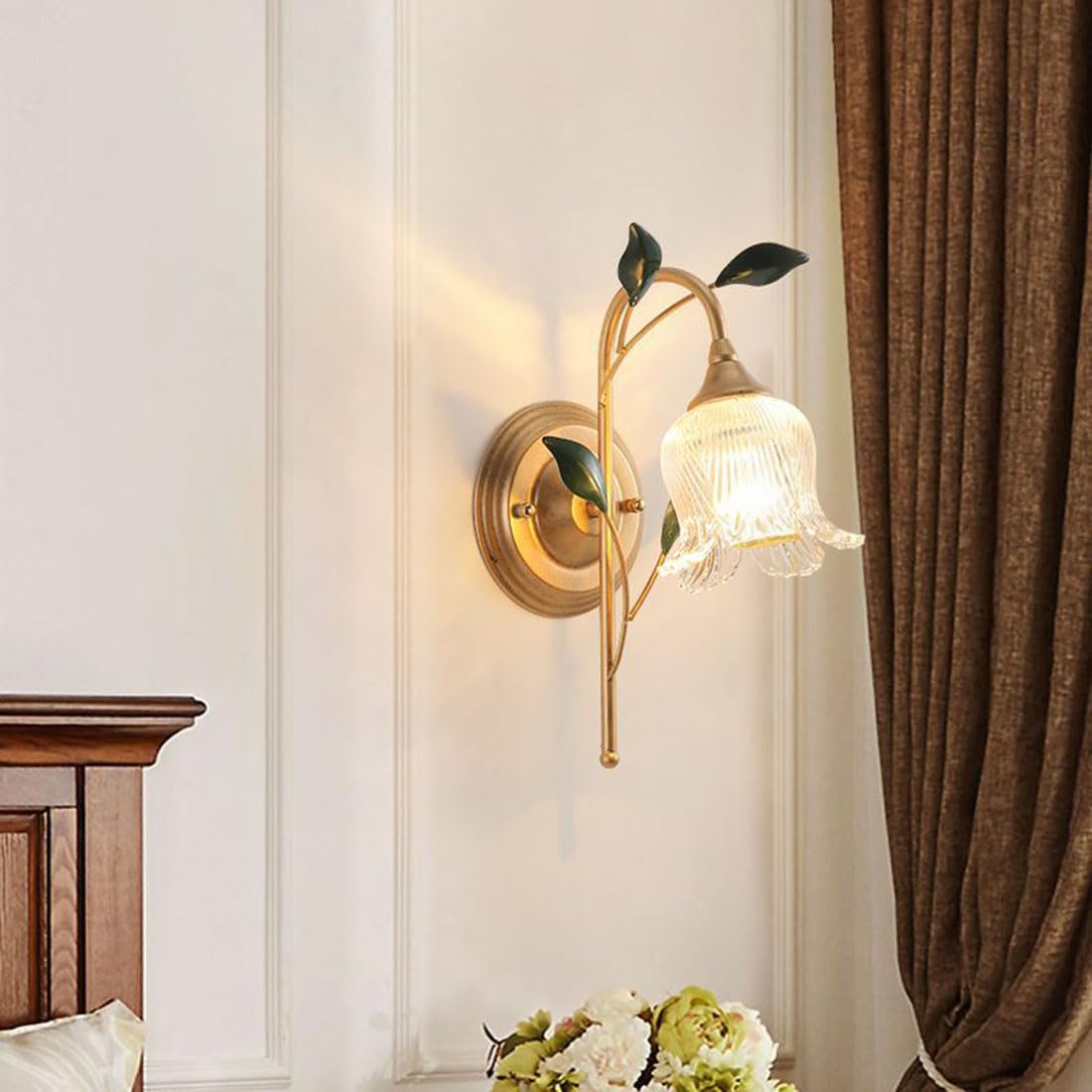 Applique Moderne con Paralume in Vetro a Forma di Fiore, Stile Industriale, Attacco E14, lampade retrò da Comodino per Camera da Letto, Soggiorno, corridoio Scale, Ristorante, Loft.