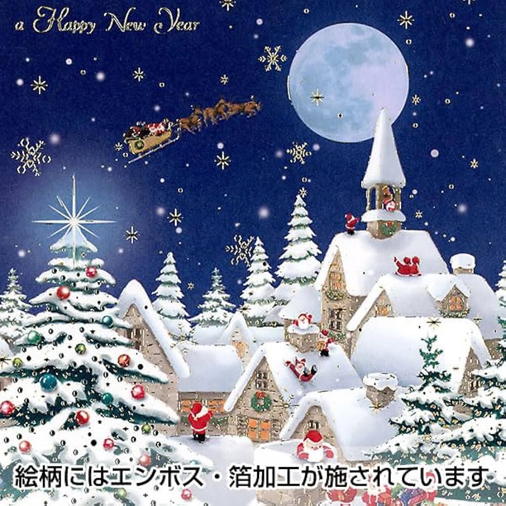 Amazon | クリスマスカード 洋風 ミニサンタカード S-424 雪屋根