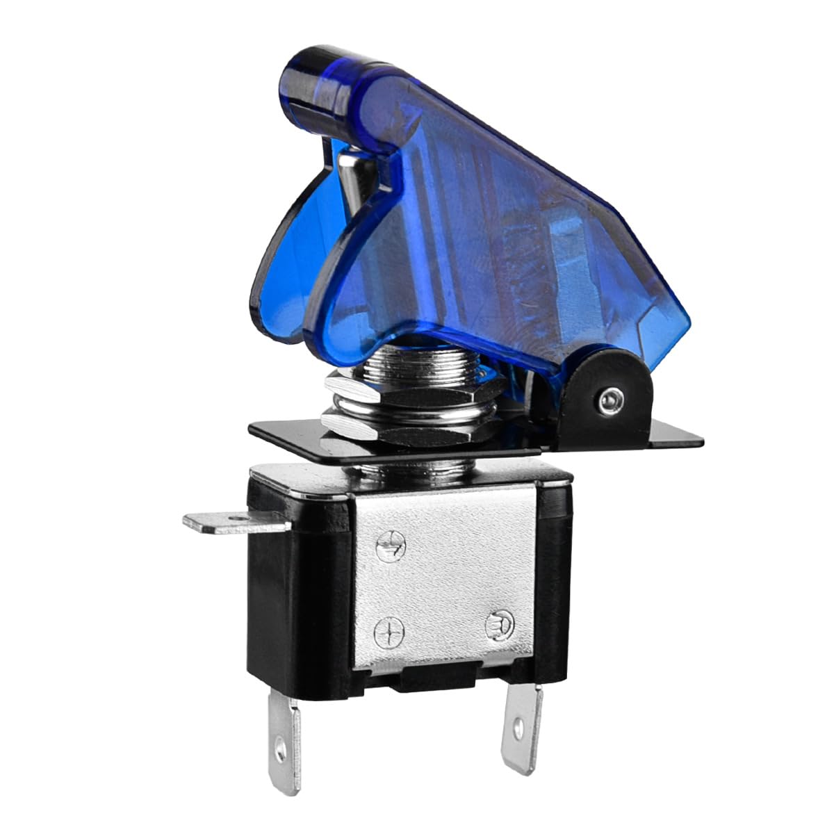 Heschen Interruptor de palanca de metal, 12V 20A, SPST, ON/OFF, 2 posiciones, 3 pines, con tapa impermeable (Azul transparente)